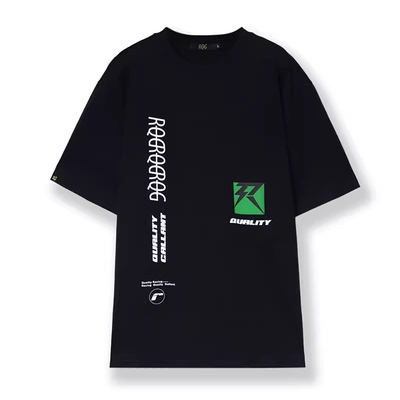 R.Q.G全棉宽松短袖T恤加大码男生重磅美式体恤衫加肥夏季潮流半袖