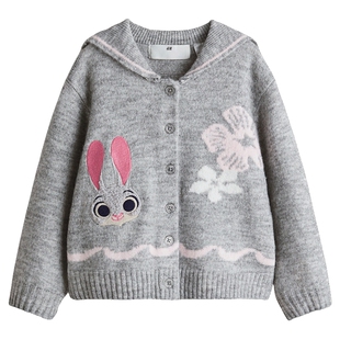 【疯狂动物城联名】HM童装儿童女童毛衣连帽针织开衫1318136