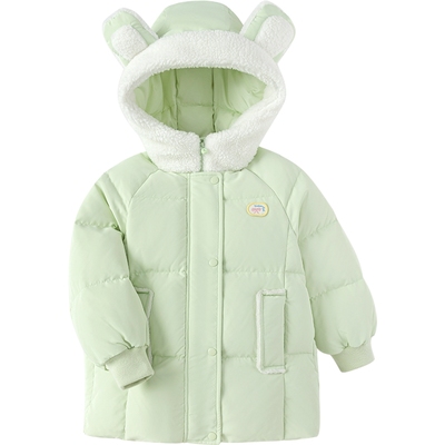 巴拉巴拉女童羽绒服宝宝韩版中长款加厚外套冬季童装儿童婴儿连帽