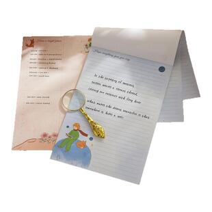 王子与玫瑰花拍纸本卡通可爱高颜值格子本学生专用便签本日常可撕草稿本笔记本信纸