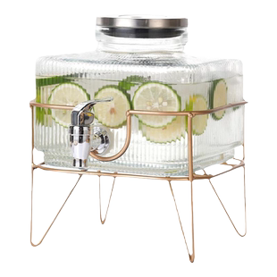 冰箱冷水壶带龙头高硼硅玻璃大容量冰镇饮料桶水果茶桶可乐桶3升