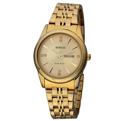 男士土豪金精钢复古防水商务手表