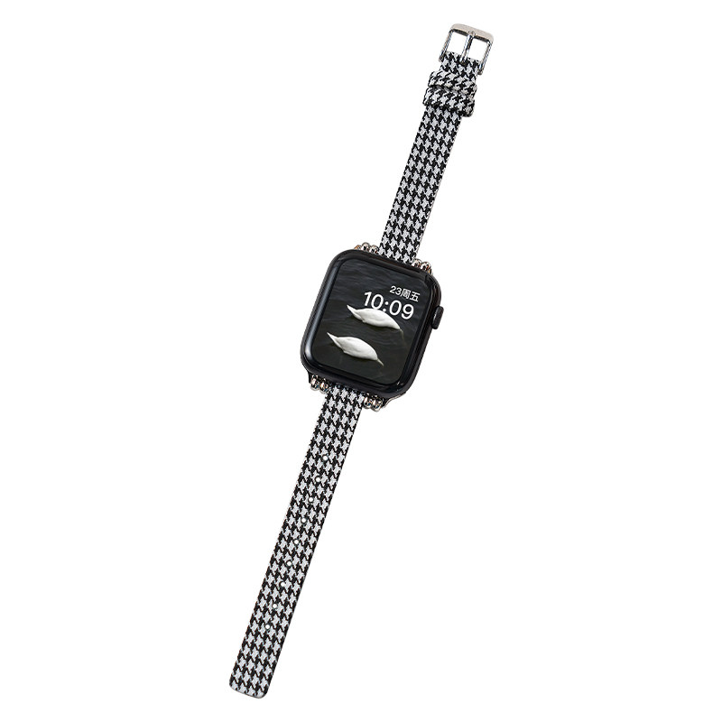 匠戴适用iWatch千鸟格帆布表带