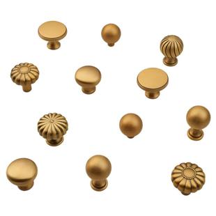 法式黄铜拉手衣柜门抽屉柜子橱柜简约单孔小把手中古风复古古铜色