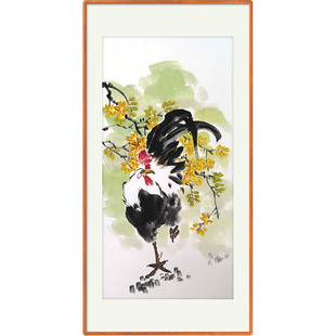 手绘定制雄鸡国画公鸡字画竖花鸟一鸣天下白真迹客厅写意花鸟挂画