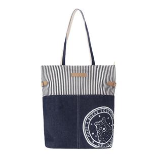 hello marche万岁熊日式条纹两用包单肩包斜挎包手提包原创帆布包