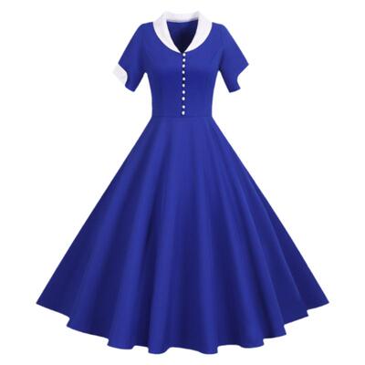 原创港风怀旧年代感复古大摆连衣裙夏度假垂感短袖派对表演出服女