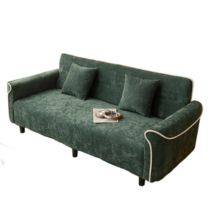 中古风曲边布艺沙发客厅小户型两三人位直排沙发民宿公寓新款沙发