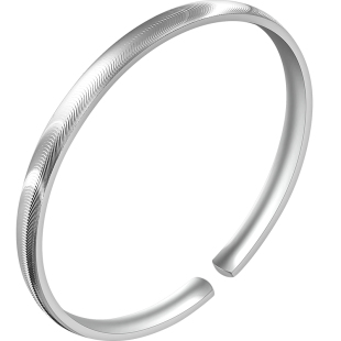 老银匠猫眼手镯女款s999足银年轻款实心开口银手环百搭纯银手镯子