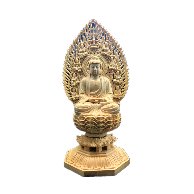 阿弥陀佛玄关佛像摆件实木原木