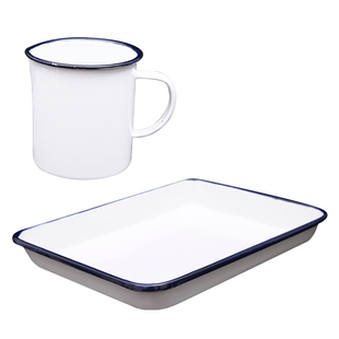 带盖搪瓷方盘托盘长方形白色加厚搪瓷量杯500/1000ml化学生物实验室用消毒耐酸碱化工16*24/20*30*40CM
