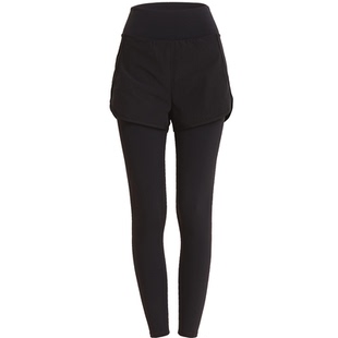 大码假两件瑜伽裤女胖mm高弹外穿紧身训练裤运动外穿不尴尬健身裤