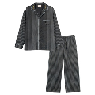 tbh野兽派家居都市野兽黑豹天丝棉家居服长款套装可外穿情侣睡衣