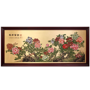 花开富贵铜雕画客厅办公室背景墙