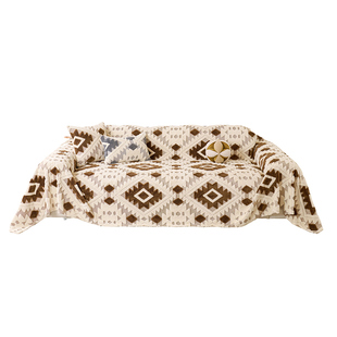 复古风沙发巾冬一整张全盖布冬季加厚毛绒套罩2026年新款坐垫毯子