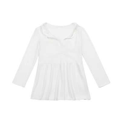 韩国BEDEVIL荷叶边V领T恤正品