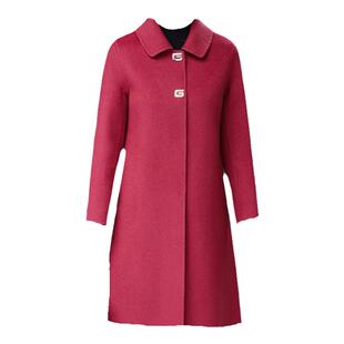 新中式双面a字版羊毛大衣中长款直筒正肩方领气质妈妈装毛呢外套