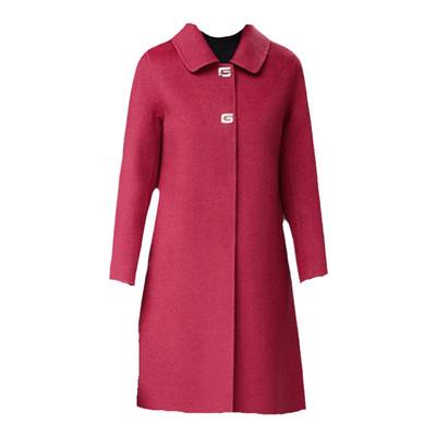 中式中长款直筒正肩双面羊绒大衣