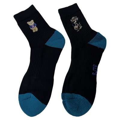 POLO袜子男秋冬季纯棉加厚保暖毛巾底中长筒袜小熊防臭运动袜3845
