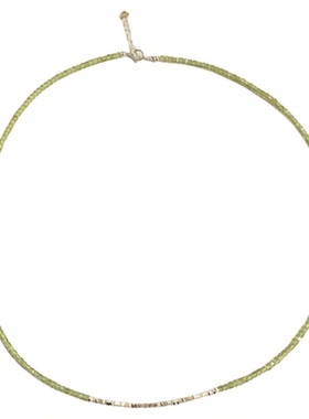 天然橄榄石项链碎银子时尚锁骨链