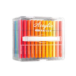 直液式丙烯马克笔软头儿童画笔不透色可叠色高颜值彩笔小学生美术专用水彩笔彩色绘画笔60色涂鸦DIY画画笔