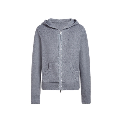 FIVE PLUS连帽毛衣女Miu系通勤开衫上衣拉链卫衣款女冬装