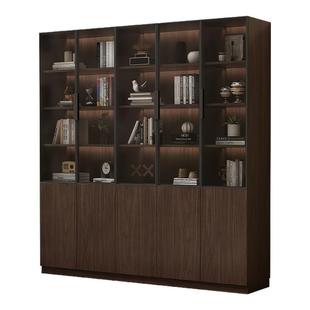 蜂窝铝书柜带玻璃门展示柜酒柜家用客厅储物一体整墙到顶简约书架