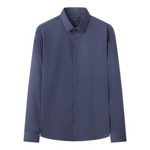 秋季老钱绅士 红色衬衫男士商务高级感暗门襟婚礼衬衣男免烫抗皱