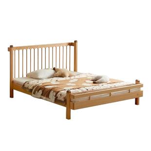 源氏木语加兰实木儿童床欧洲山毛榉竖条床原木风男孩女孩温莎床