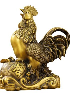 纯黄铜生肖鸡摆件招财镇宅家居风水吉祥物客厅店铺办公室工艺礼品