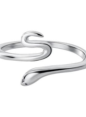 925银小蛇尾戒指简约时尚冷淡风