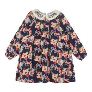 大耳象女童刺绣翻领大花连衣裙春季新款女孩裙子