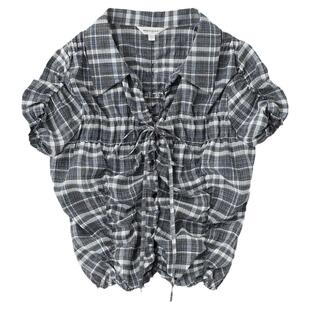 MOUSSY 秋季新品复古田园文艺风褶皱短款衬衫女010HAS30-5831