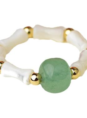 东陵玉竹节戒指女上岸小众设计感轻奢时尚个性食指戒2025新款