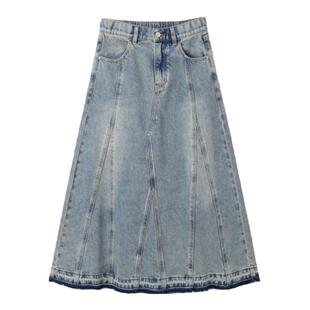 【商场同款】乐町插片分割牛仔伞裙冬季长半裙C2HFE4121