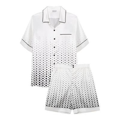 Cubes男士真丝睡衣短套装