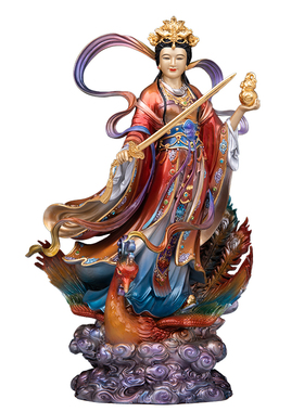全铜彩绘贴金九天玄女娘娘神像