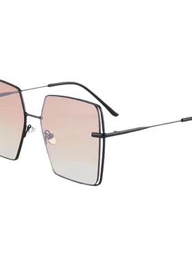 高级感大框方形镂空女渐变绿墨镜