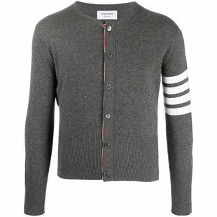 [12期免息]THOM BROWNE 男士经典四条纹羊绒圆领针织开衫
