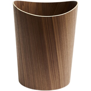 日式木质垃圾桶家用客厅卧室卫生间纸篓轻奢ins风简约带盖垃圾箱