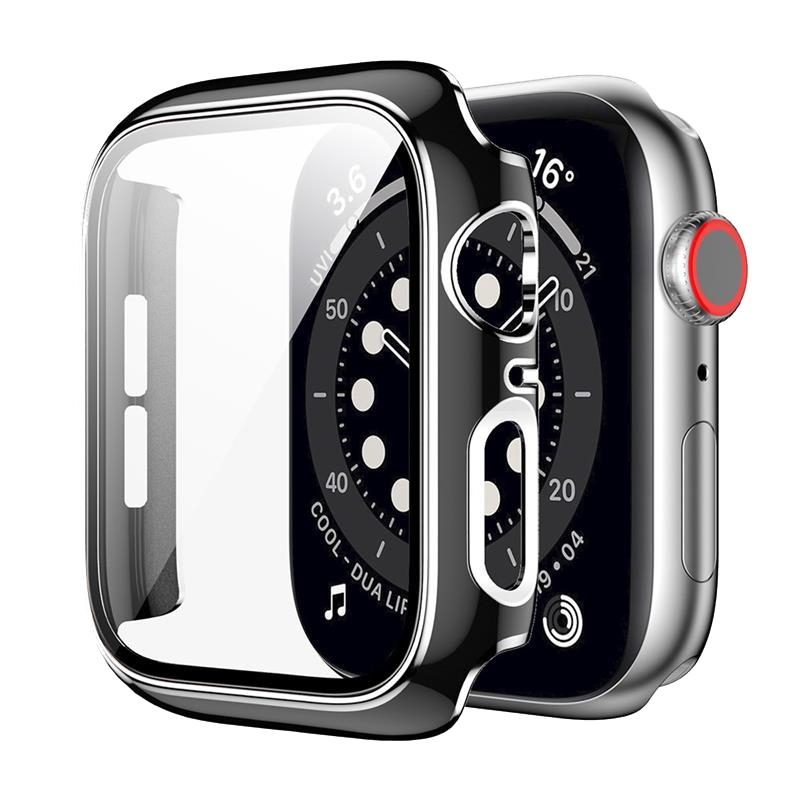 适用苹果apple watch7/8/9手表保护套壳膜一体防水保护壳iwatch6/se/5代S7手表带电镀防摔磨砂一体