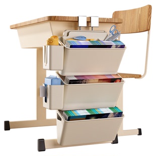 学校课桌侧边收纳学生高中挂书袋桌边侧挂收纳神器初中生桌面书架书本置物架学科分类书立高中生放书收纳袋挂