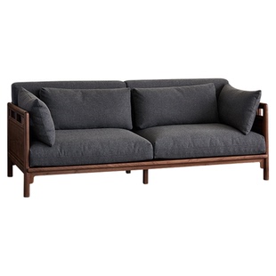 璞木新中式黑胡桃木实木红木沙发组合三人位双人宋式美学家具客厅