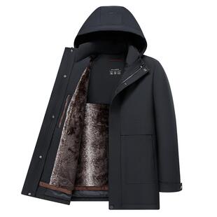 [90%鹅绒/加绒内胆可拆]梦特娇冬季羽绒服男士连帽保暖外套加厚J