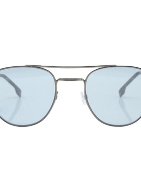 HUGO BOSS男女款经典双梁遮阳金属飞行员式太阳镜银泰 300211