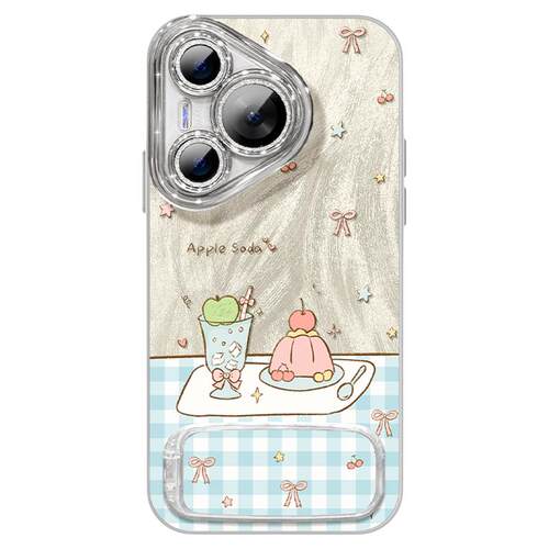 适用华为Pura80手机壳女款p70pro保护套新款ultra硅胶防摔50pro全包p40镜头膜p60pro+支架p70镜子蛋糕art软外