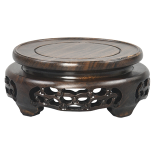 实木圆形鱼缸底座黑檀木花盆花瓶酒坛托架佛像工艺品石头摆件底座