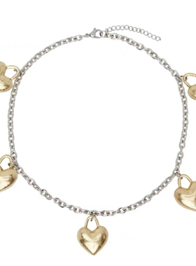 铜镀金中性爱心项链博主超爱