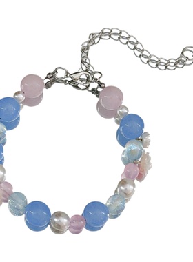 【粉蓝星叙】MIES原创多宝水晶小花手串时尚精致转运手链情侣礼物