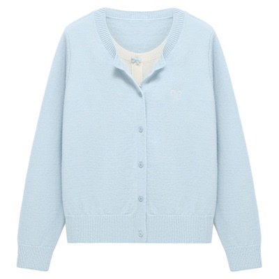 百家好黄色假两件毛衣女秋冬季